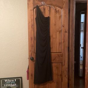 Laundry by Shelli Segal Womens Size 4 Black Maxi Party Dress One Shoulder sexy